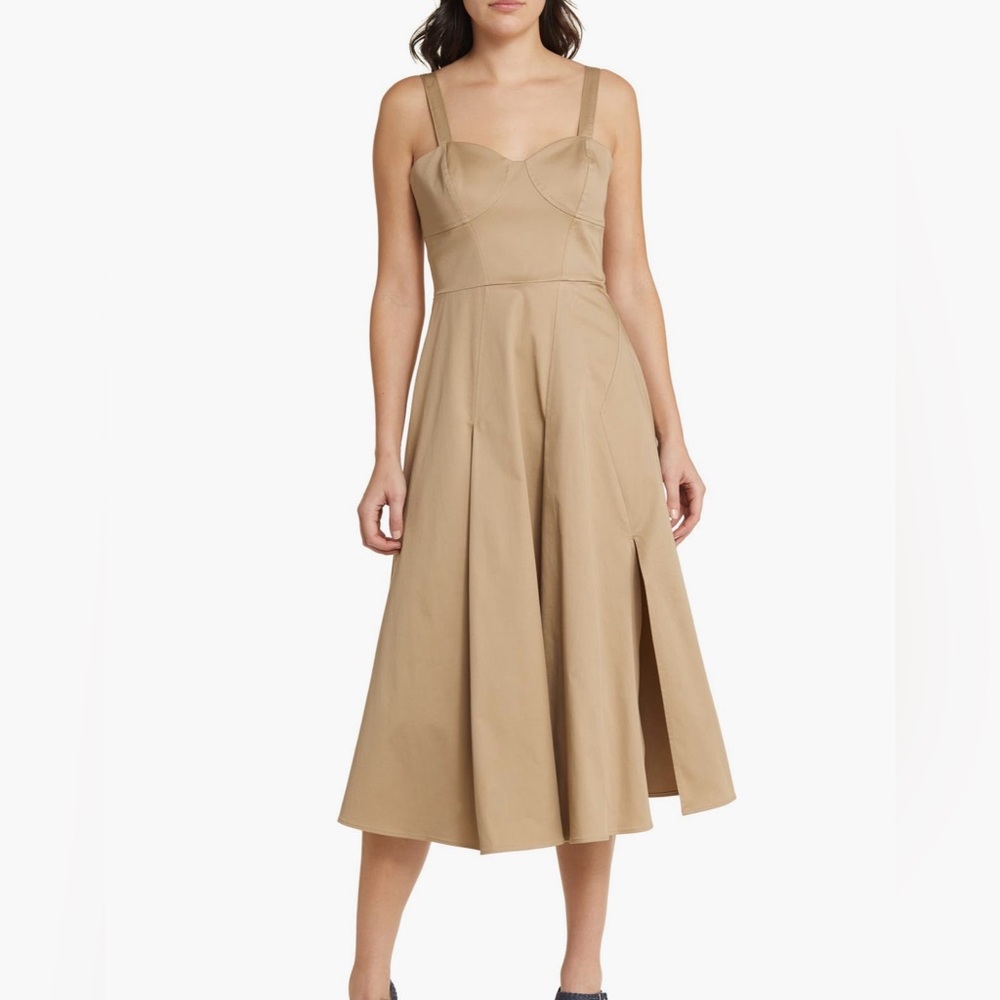 Du Paradis Tan Midi Poplin Dress